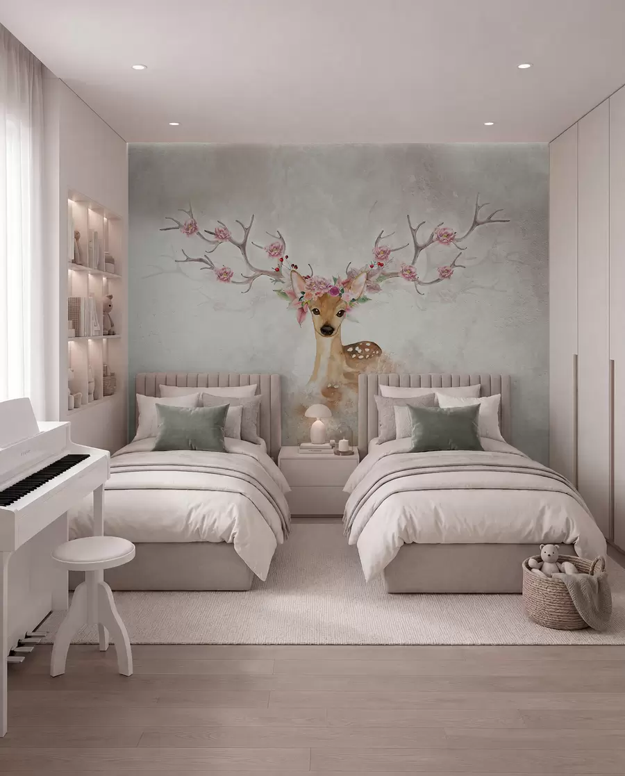 Wall Mural Photo Wallpaper Deer with Blossom Antlers I u04671d1