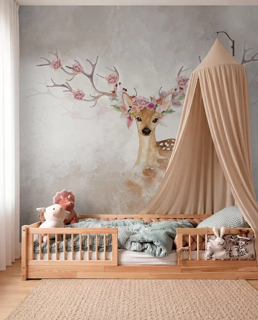 Wall Mural Photo Wallpaper Deer with Blossom Antlers I u04671d1