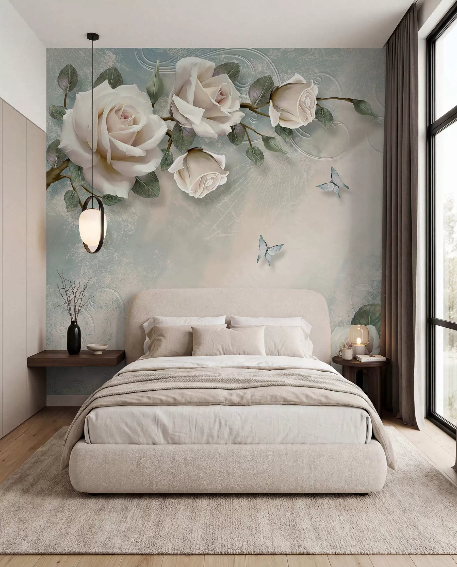 peintures murales Une branche de rose crème u31353d1