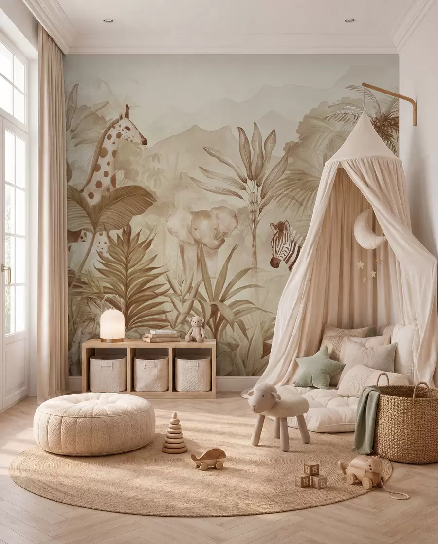 wall murals Sepia Safari Companions w00089v1