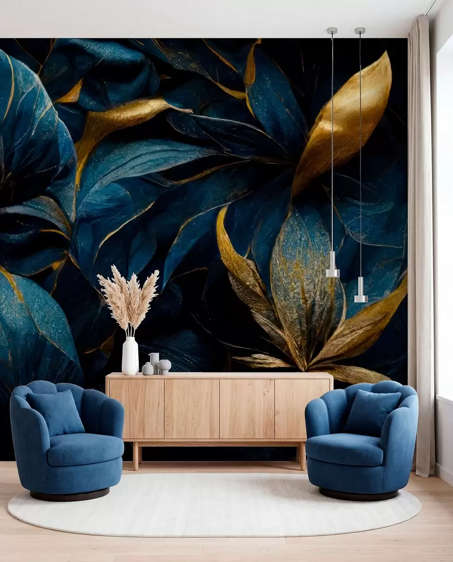 Wall Mural Photo Wallpaper Blue royal flowers u74140d1