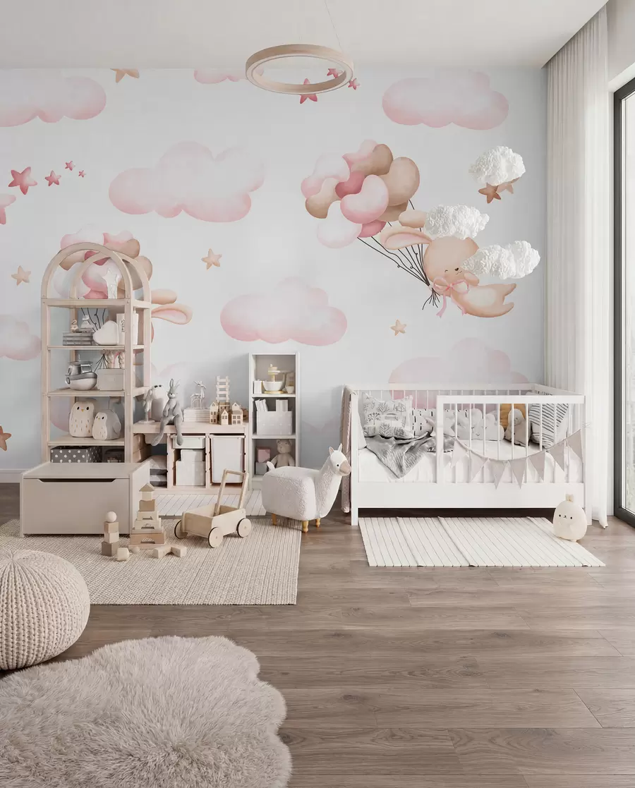 wall murals Cute rabbit and balloons u95399d1