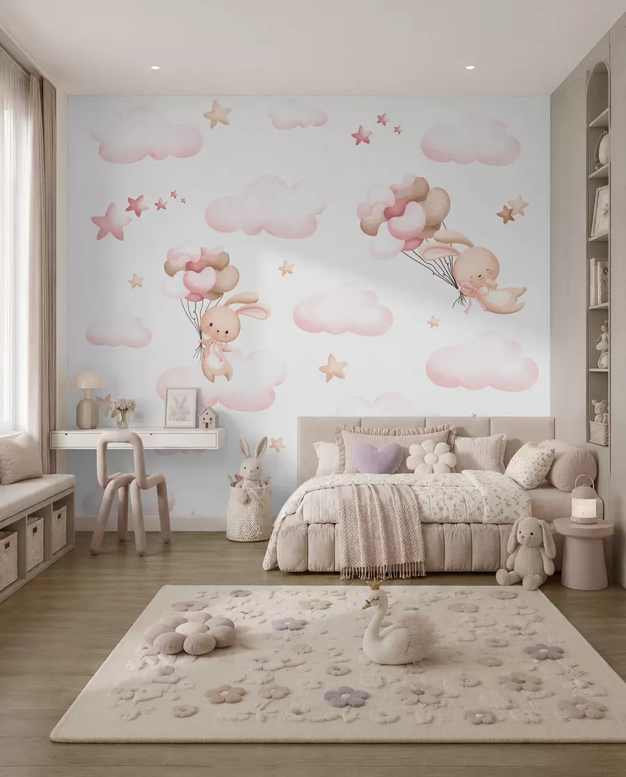 peintures murales Mignon lapin et ballons u95399d1