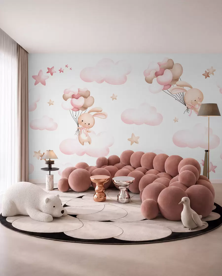 wall murals Cute rabbit and balloons u95399d2