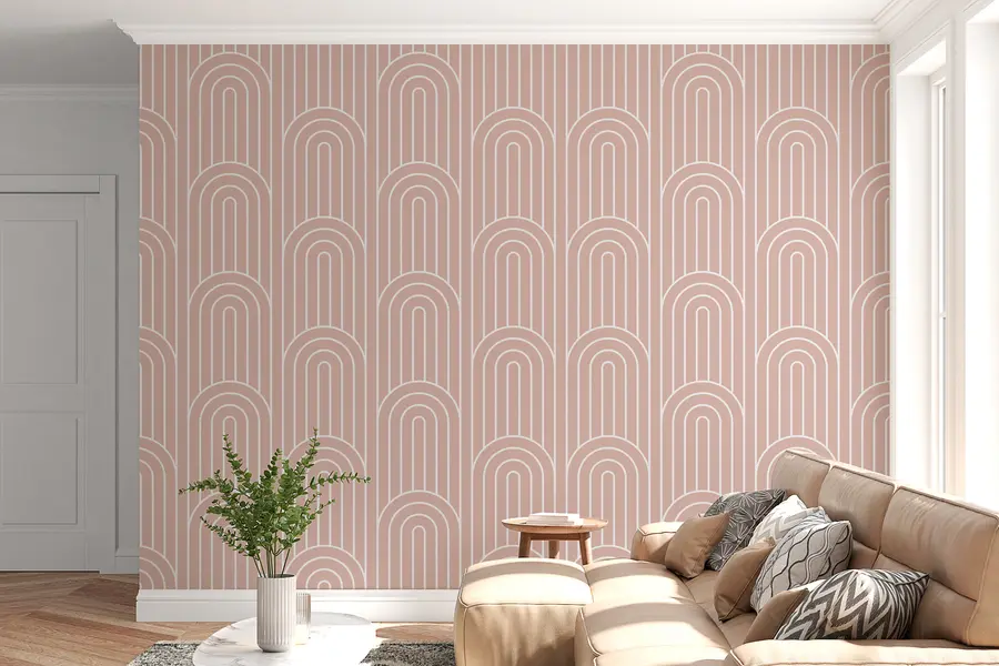 murales Los arcos gráficos geométricos son la nueva tendencia boho beige w00137v3