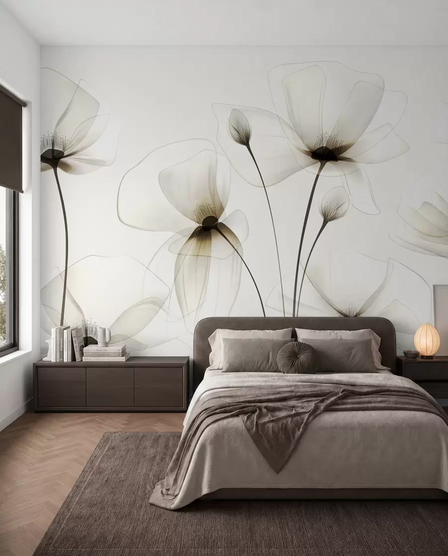 wall murals Transparent watercolor flowers w00143