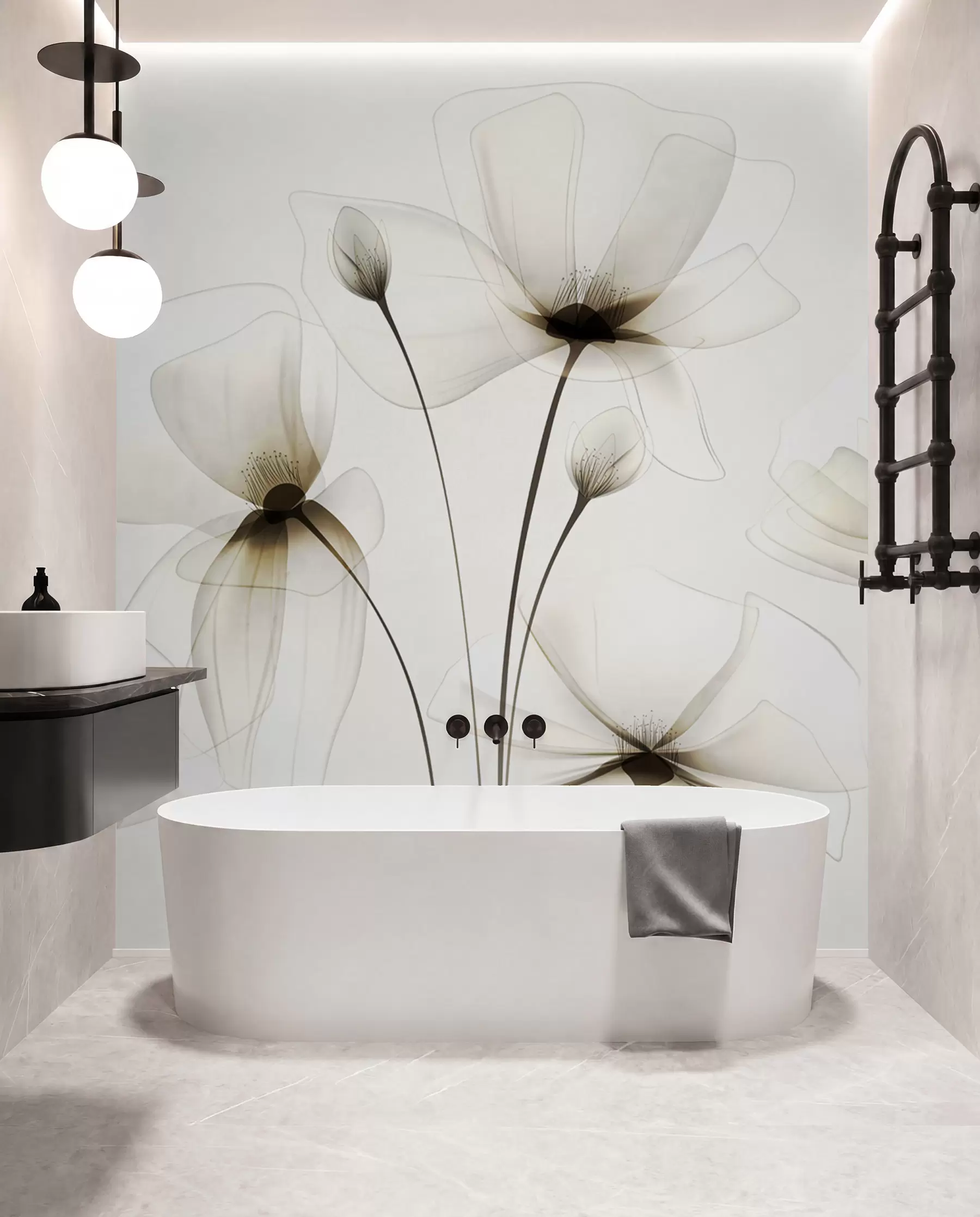 wall murals Transparent watercolor flowers w00143