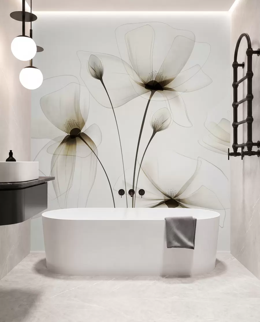 wall murals Transparent watercolor flowers w00143