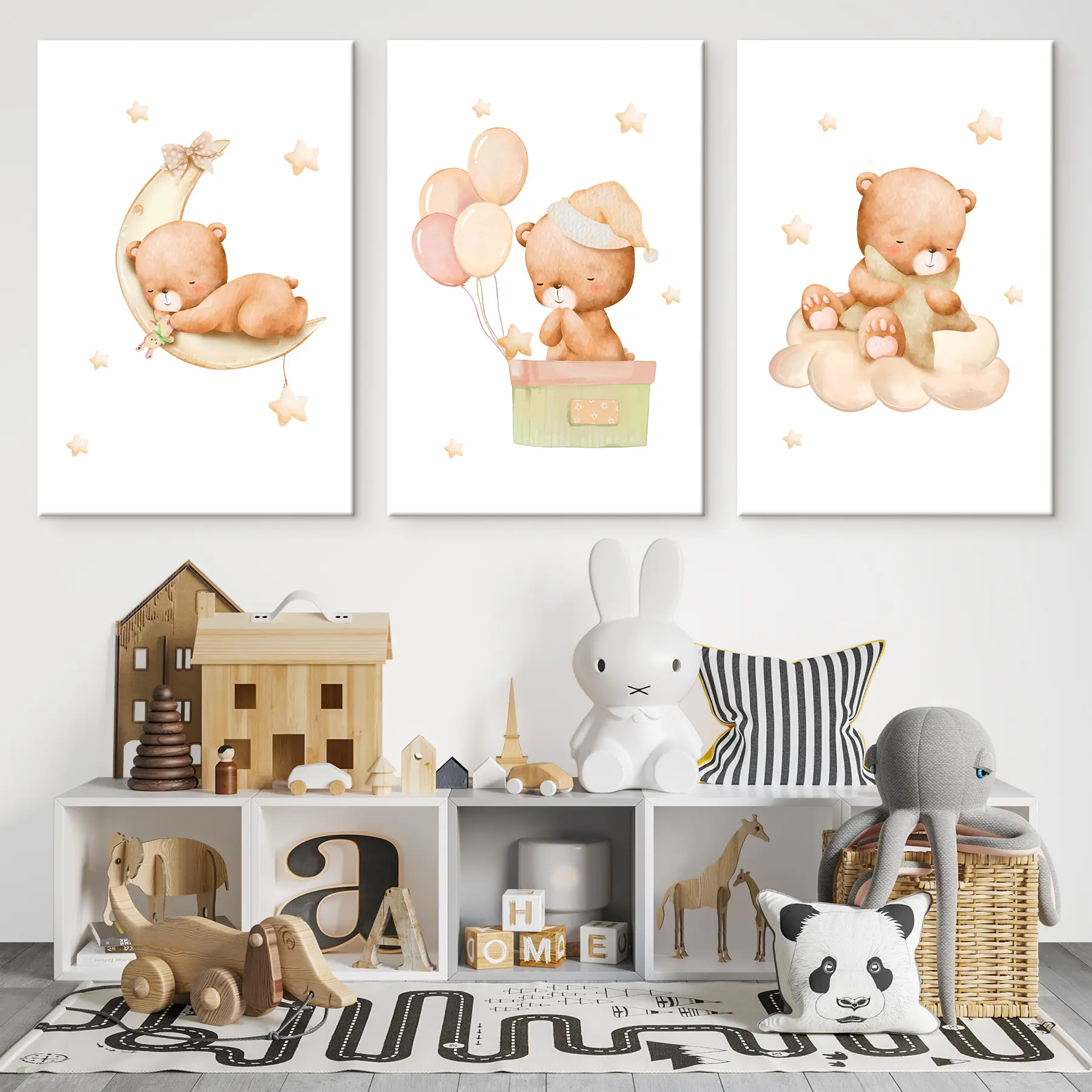 murales Ositos de peluche disfrutando de sus momentos de ensueño m00296