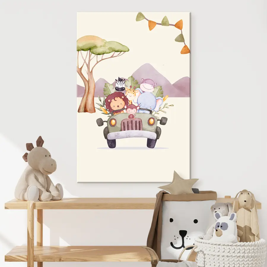 wall murals Adventurous friends on a jungle ride s37915