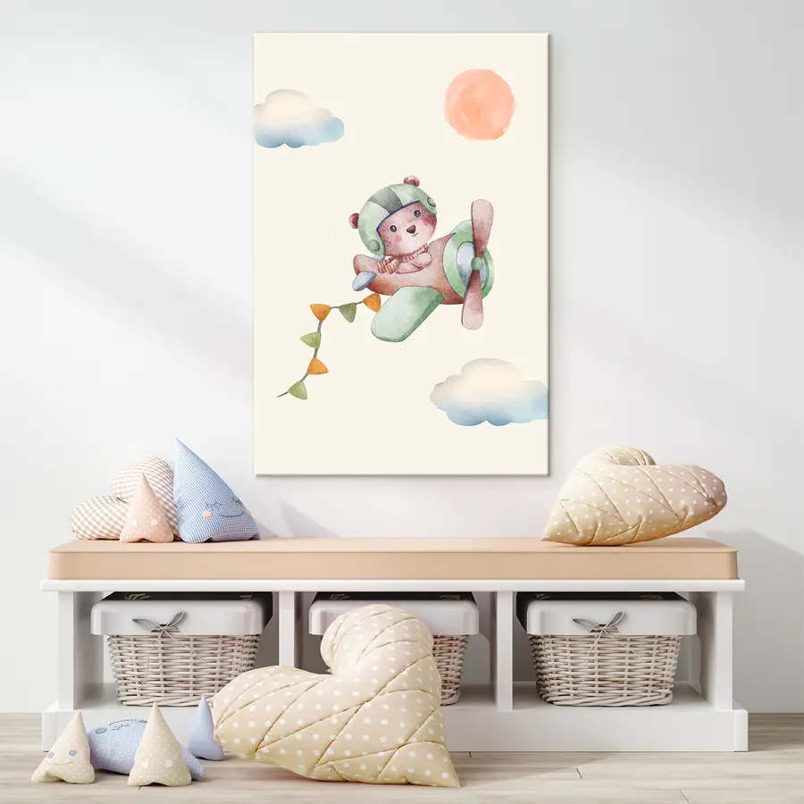 wall murals Bear pilot soaring through the sky s37916
