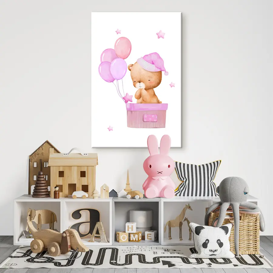 murales Simpático oso celebrando con globos s37918v2