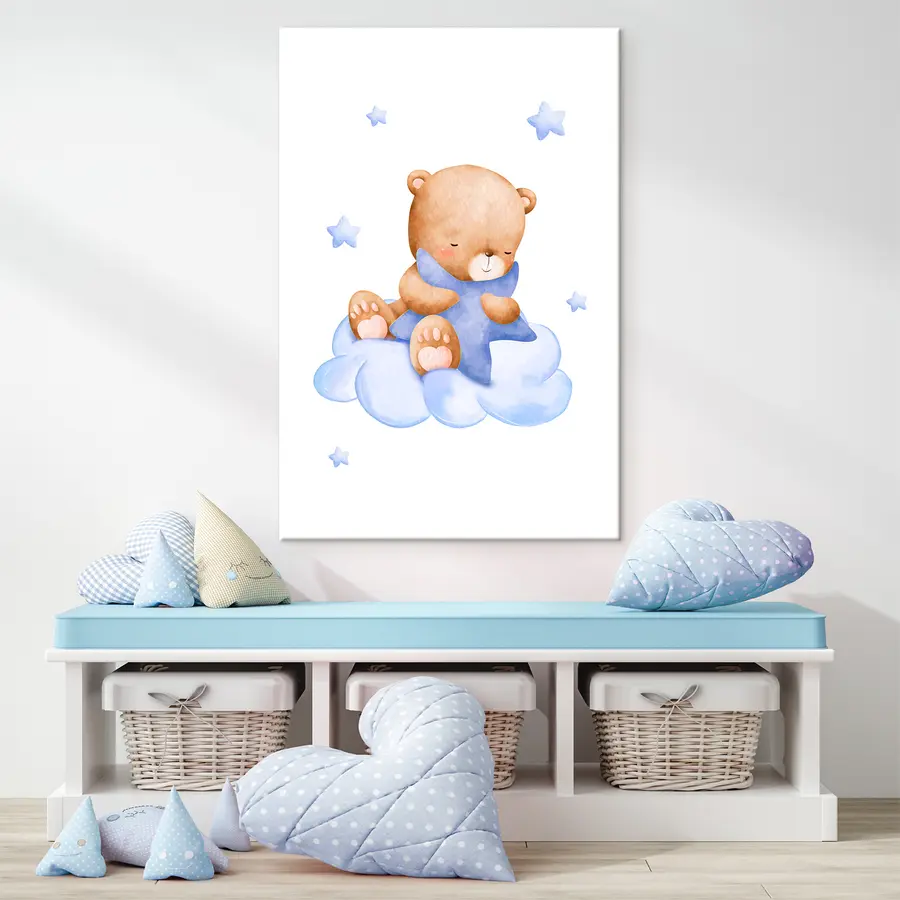 wall murals Teddy bear dreaming on a cloud s37919v1