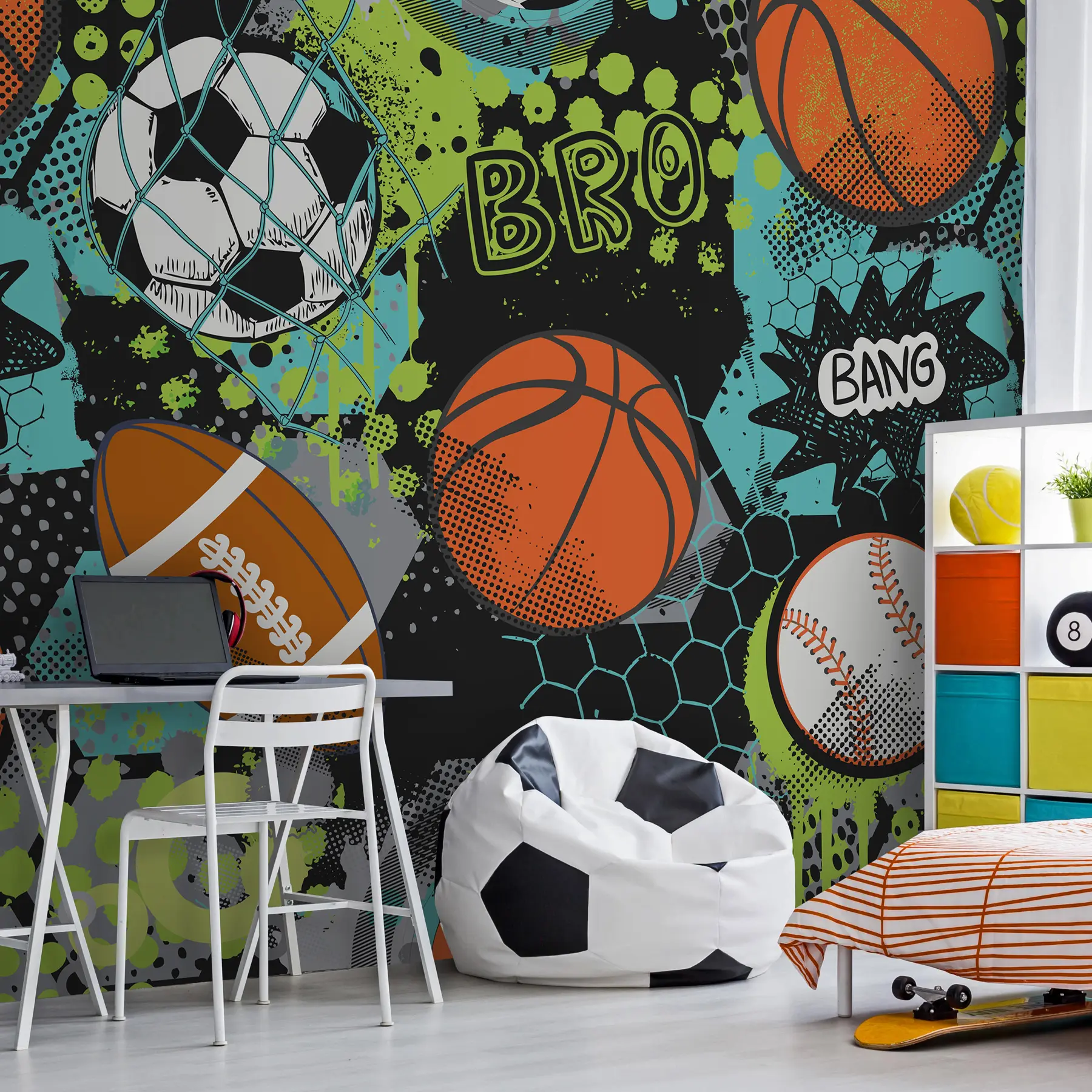 wall murals Abstraction with sports balls u99729
