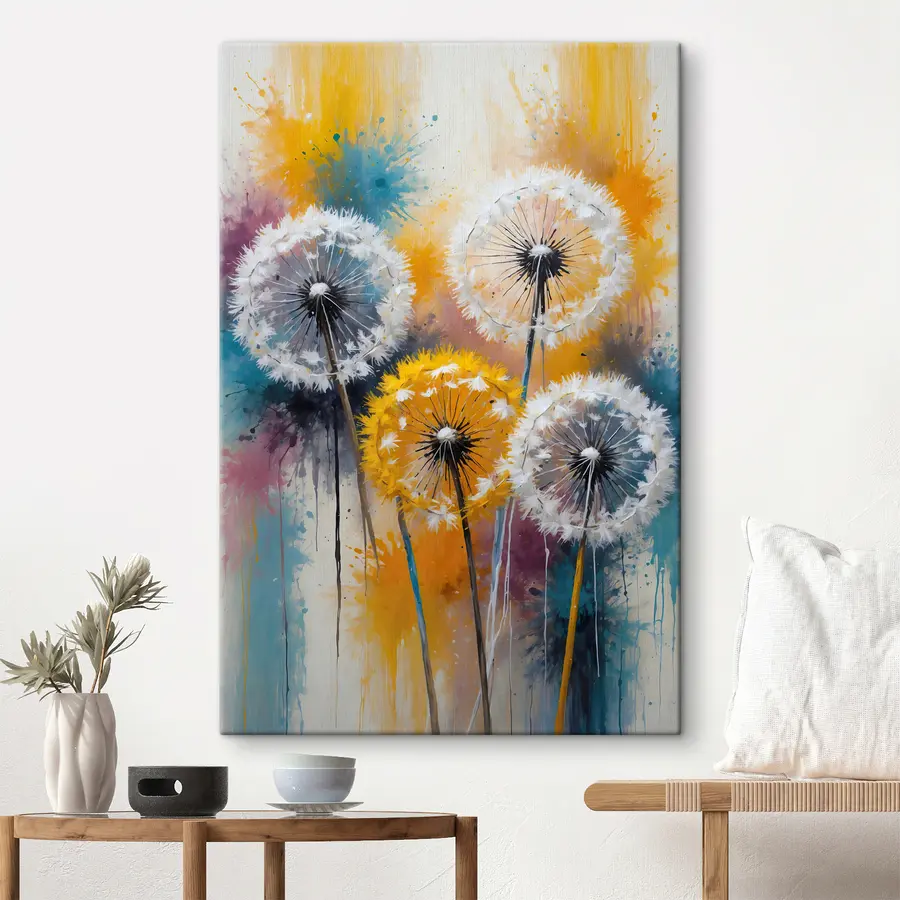 wall murals Dandelions on a colorful background s38060
