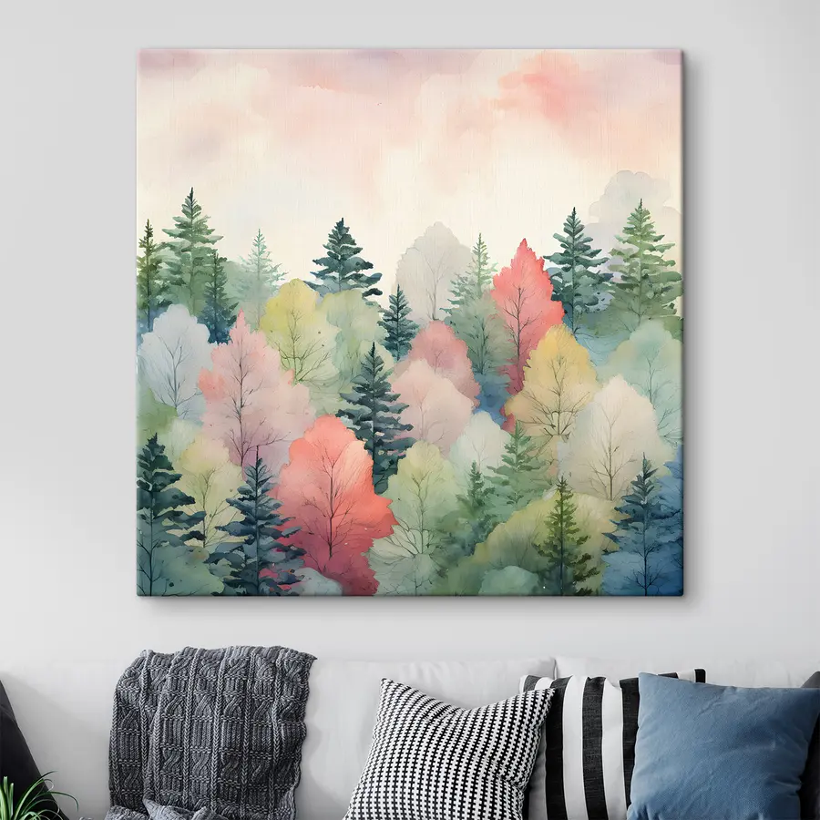 wall murals Colourful forest s38055