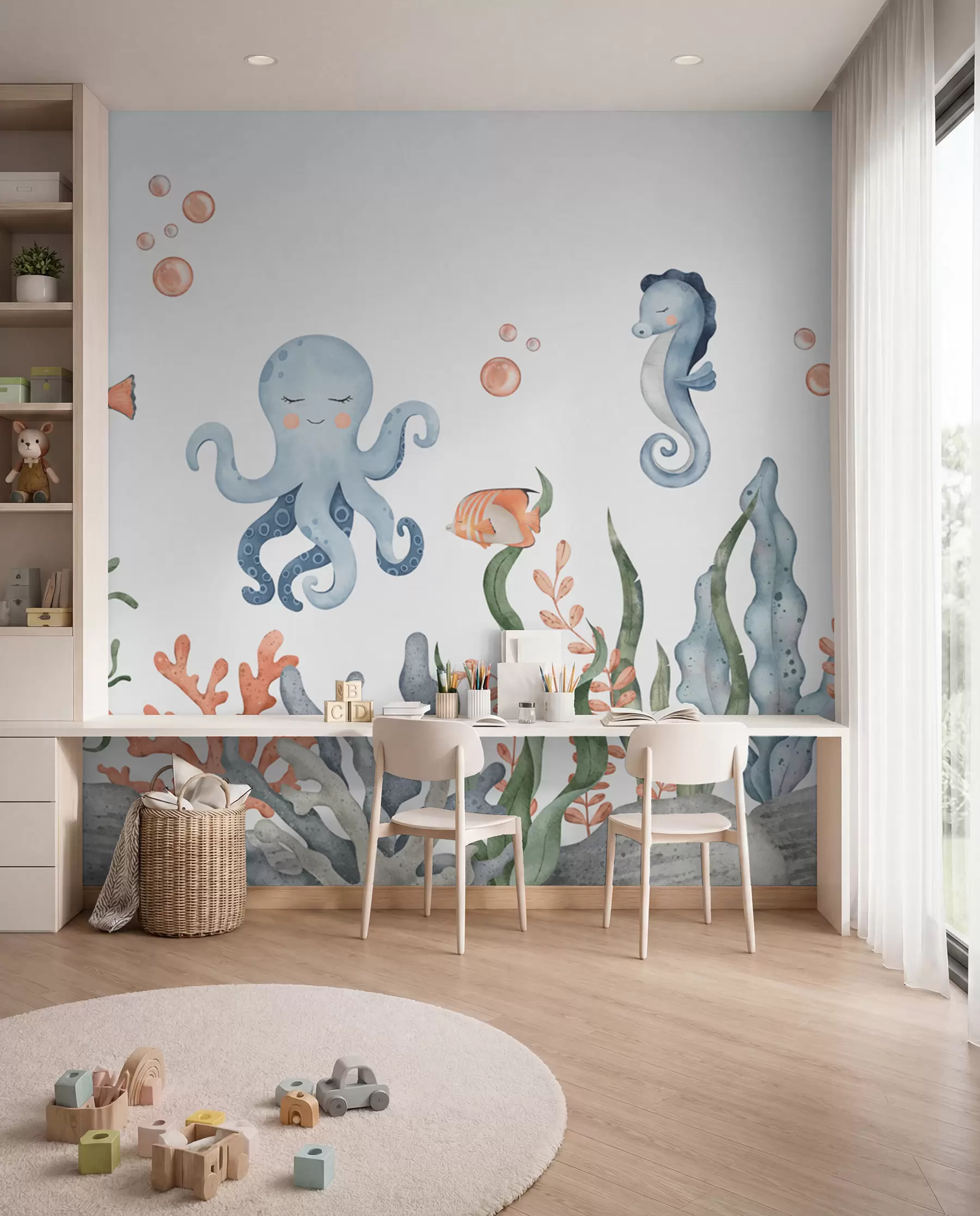 peintures murales Petits compagnons de l’océan w00383