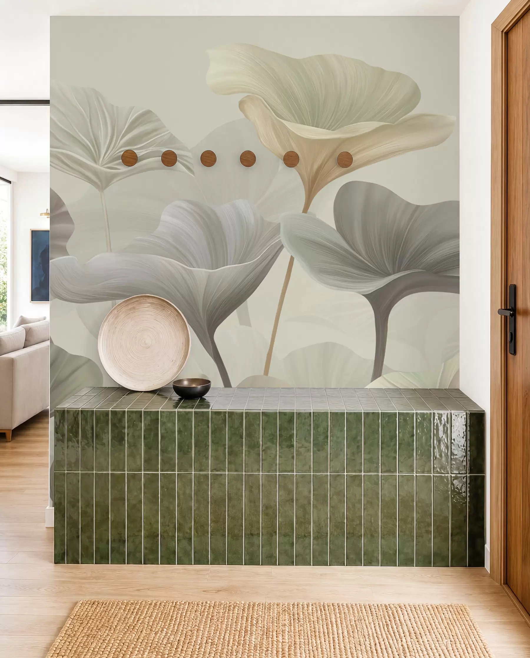 wall murals Gorgeous large leaves in delicate colour w00385
