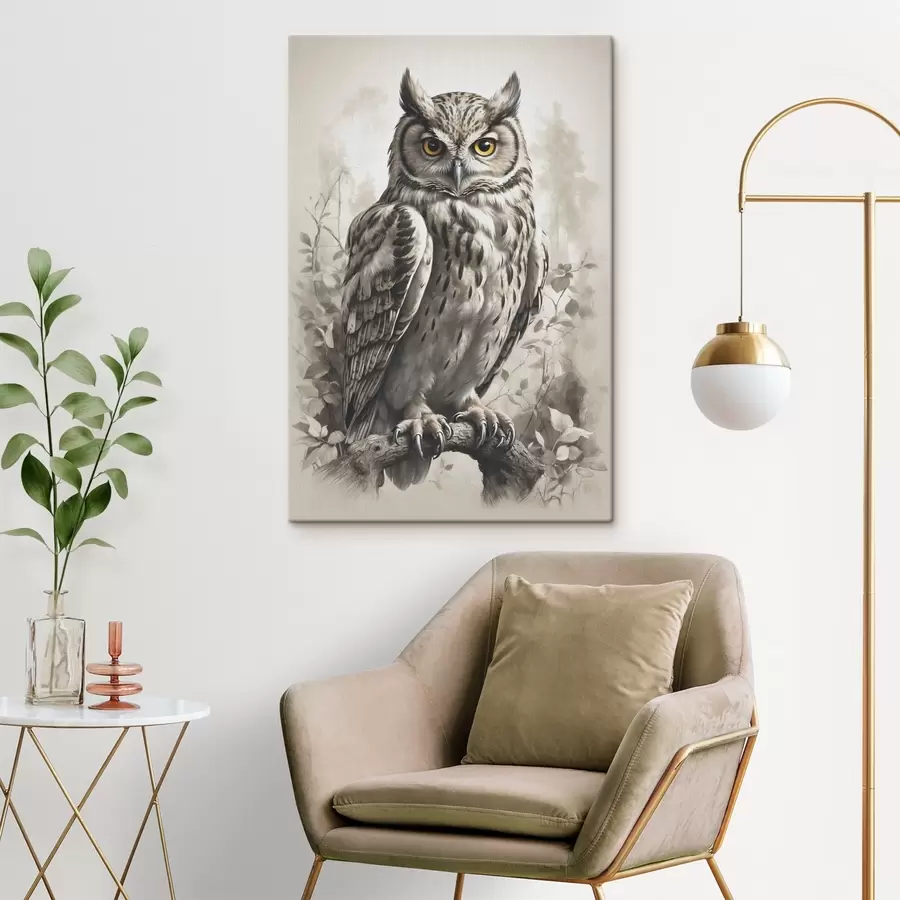 wall murals Owl on black and white background s38118