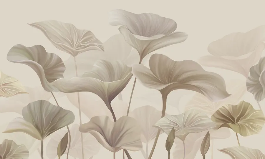 Wall Mural Photo Wallpaper Gorgeous large leaves in beige colour w00385v3