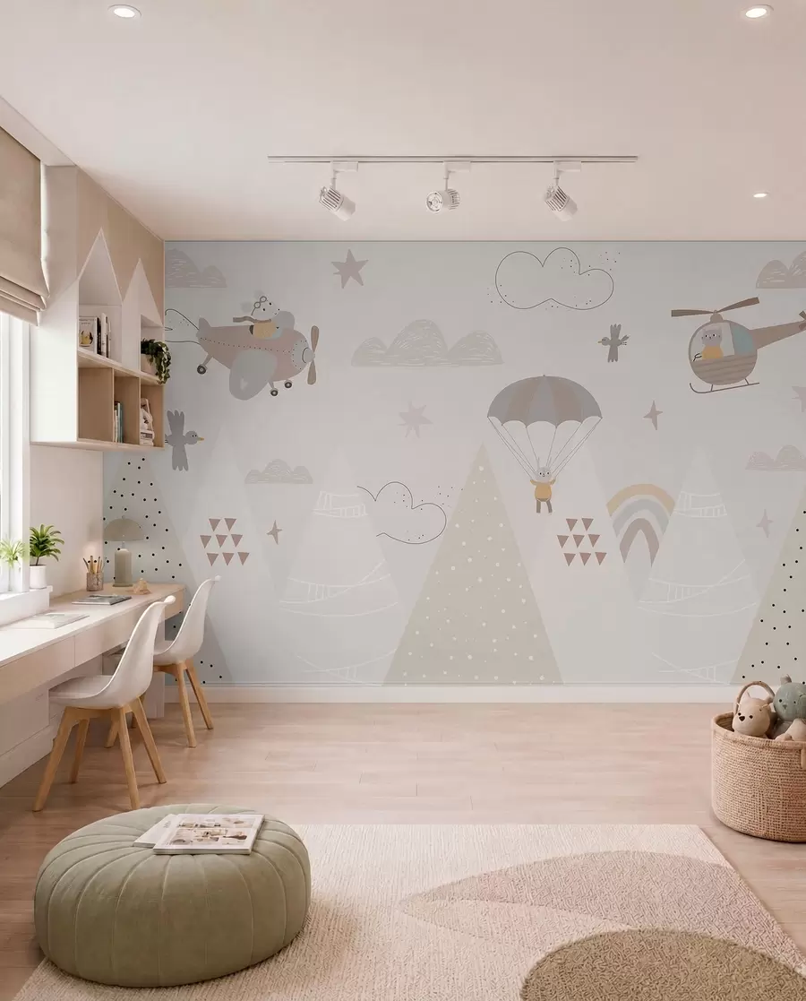 wall murals Little Flights over Hills w00414