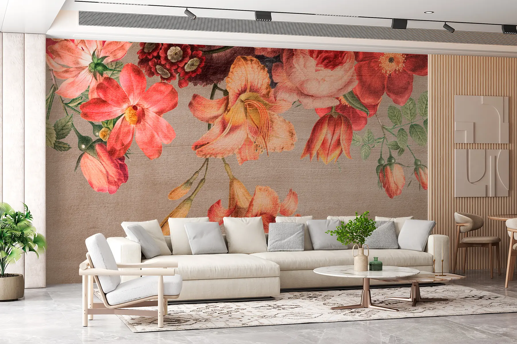 wall murals Botanical illustration bouquet of flowers still life on brown background w00427
