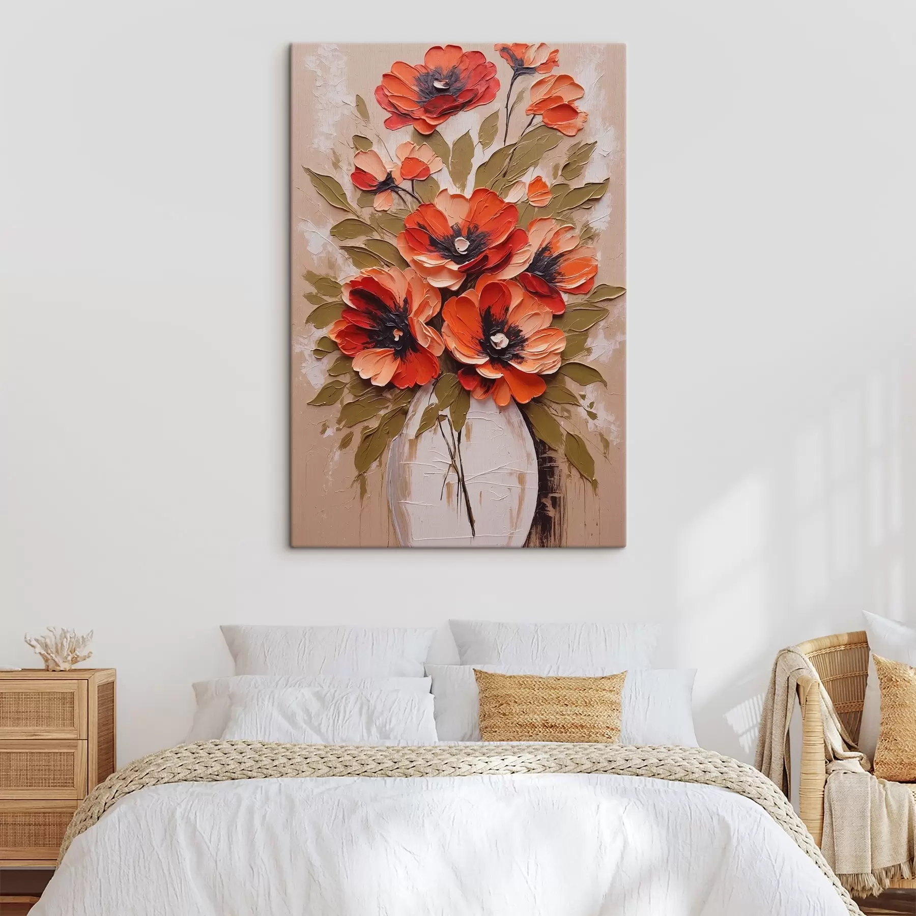wall murals Flowers in white vase on pink background s38176