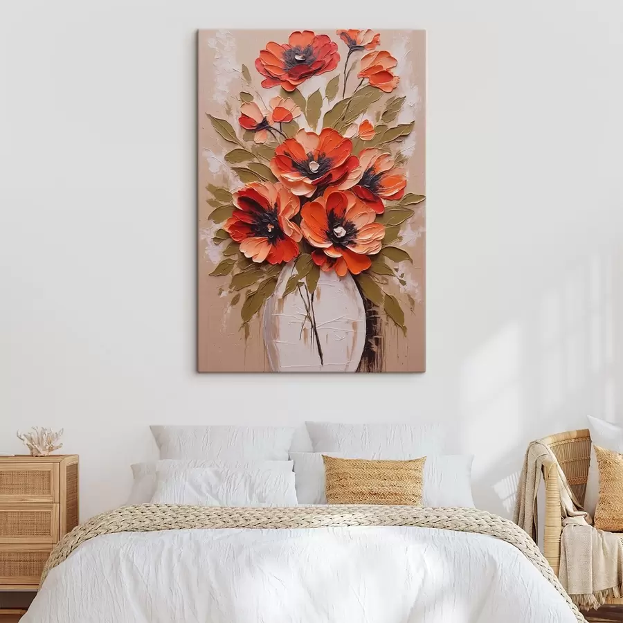 wall murals Flowers in white vase on pink background s38176