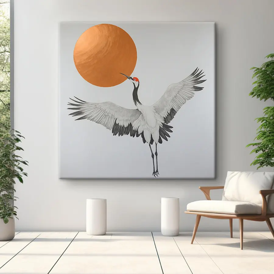 murales Grúa volando hacia el sol s38195