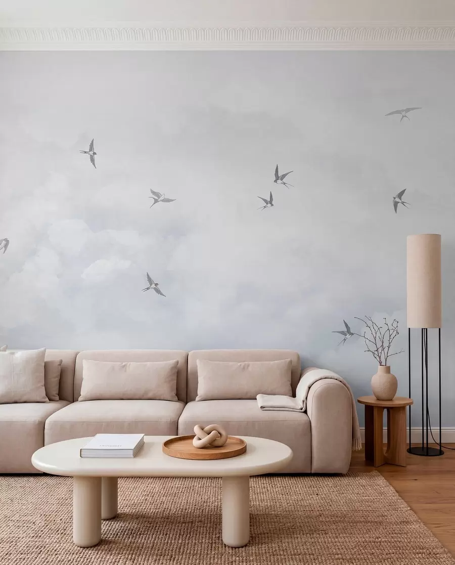 peintures murales Ciel bleu avec des hirondelles w00526