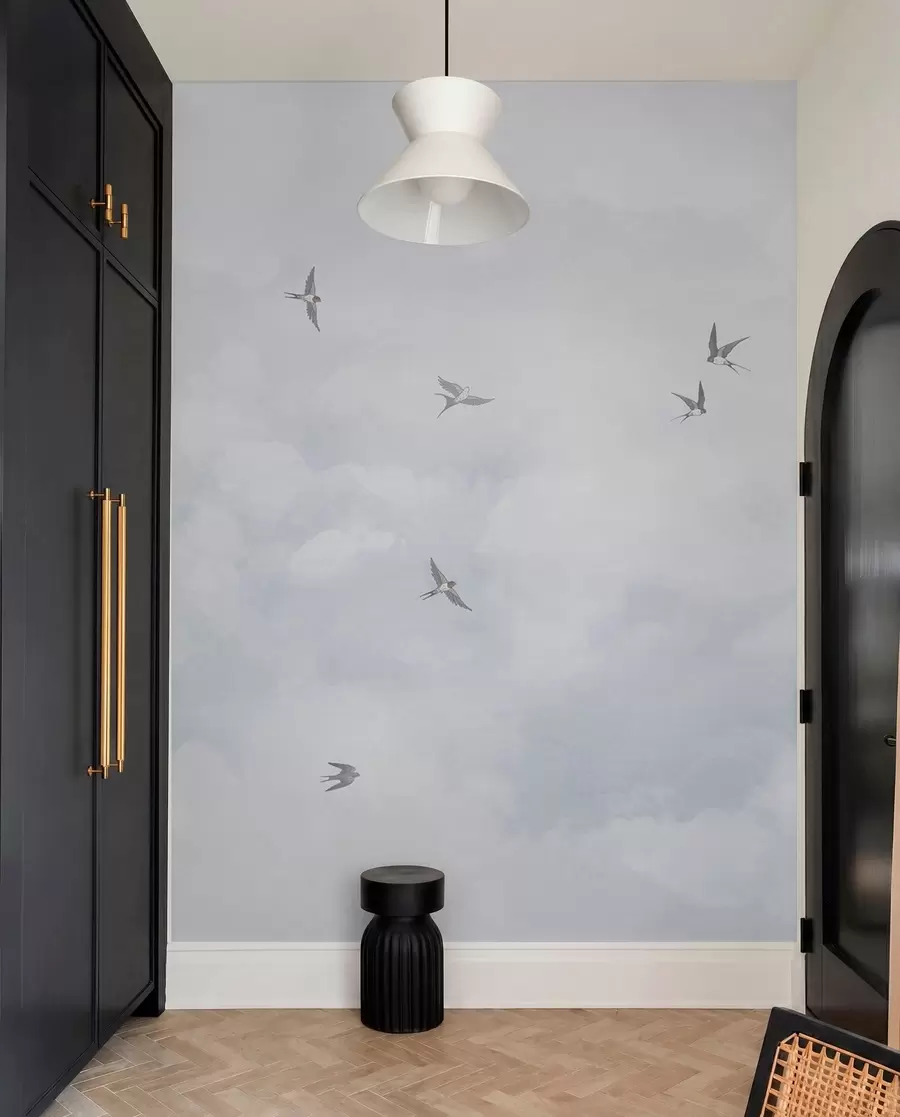 peintures murales Ciel bleu avec des hirondelles w00526