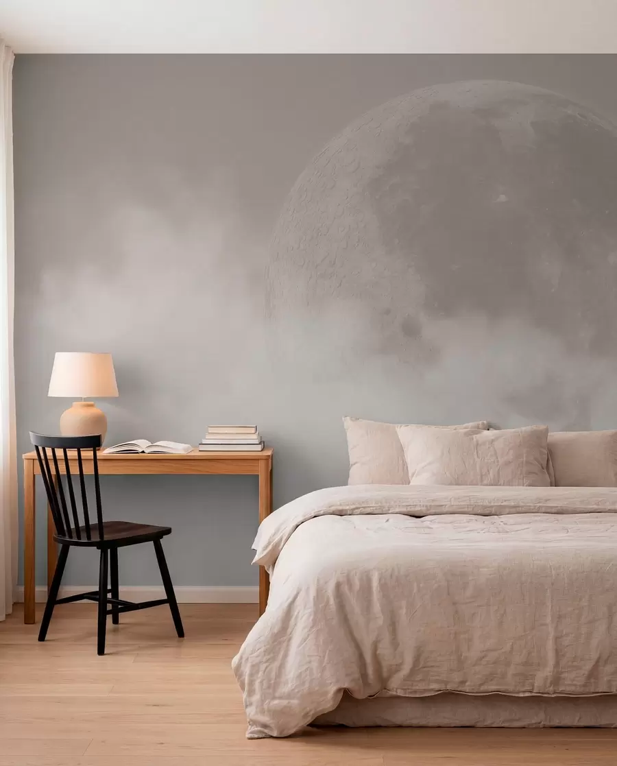 peintures murales Lune dans un ciel beige w00548