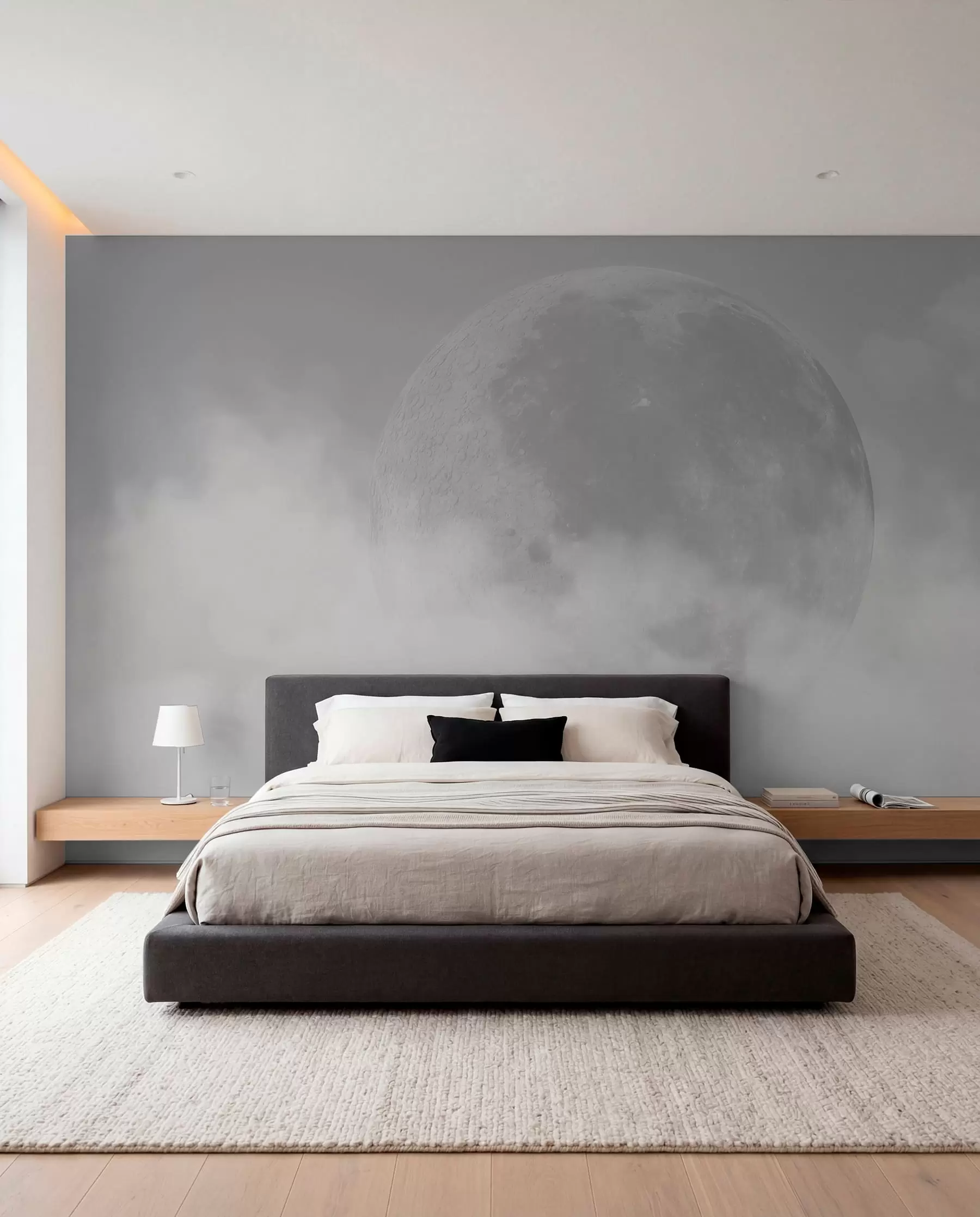 wall murals Big moon among the clouds of gray color loft style w00548v1