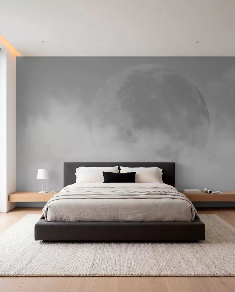 wall murals Big moon among the clouds of gray color loft style w00548v1