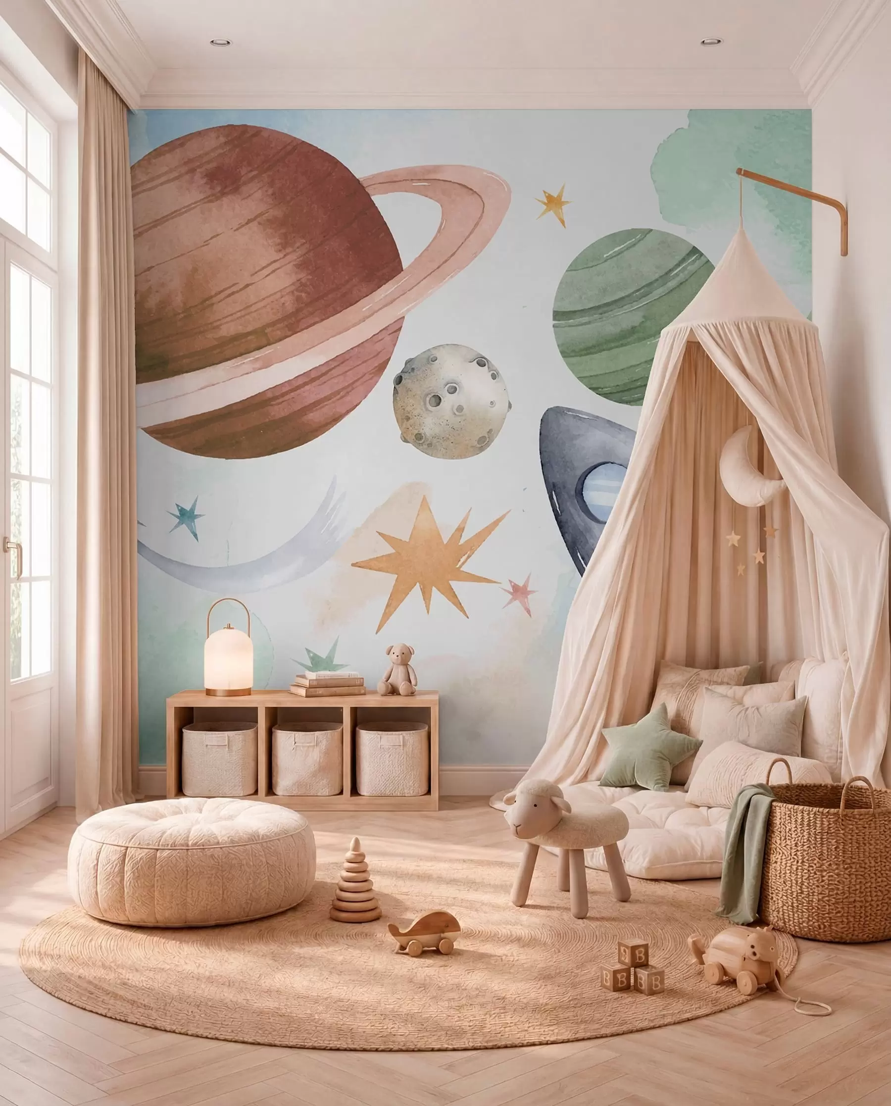 murales Desfile de planetas pastel w00539