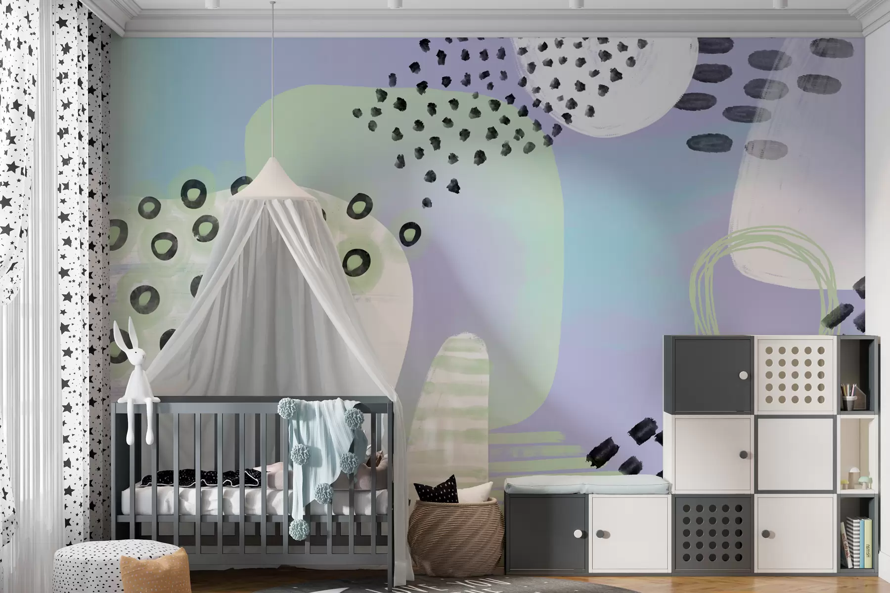 Wall Mural Photo Wallpaper Abstract geometric shapes and patterns in pastel colors, circles , dots , and lines w00541
