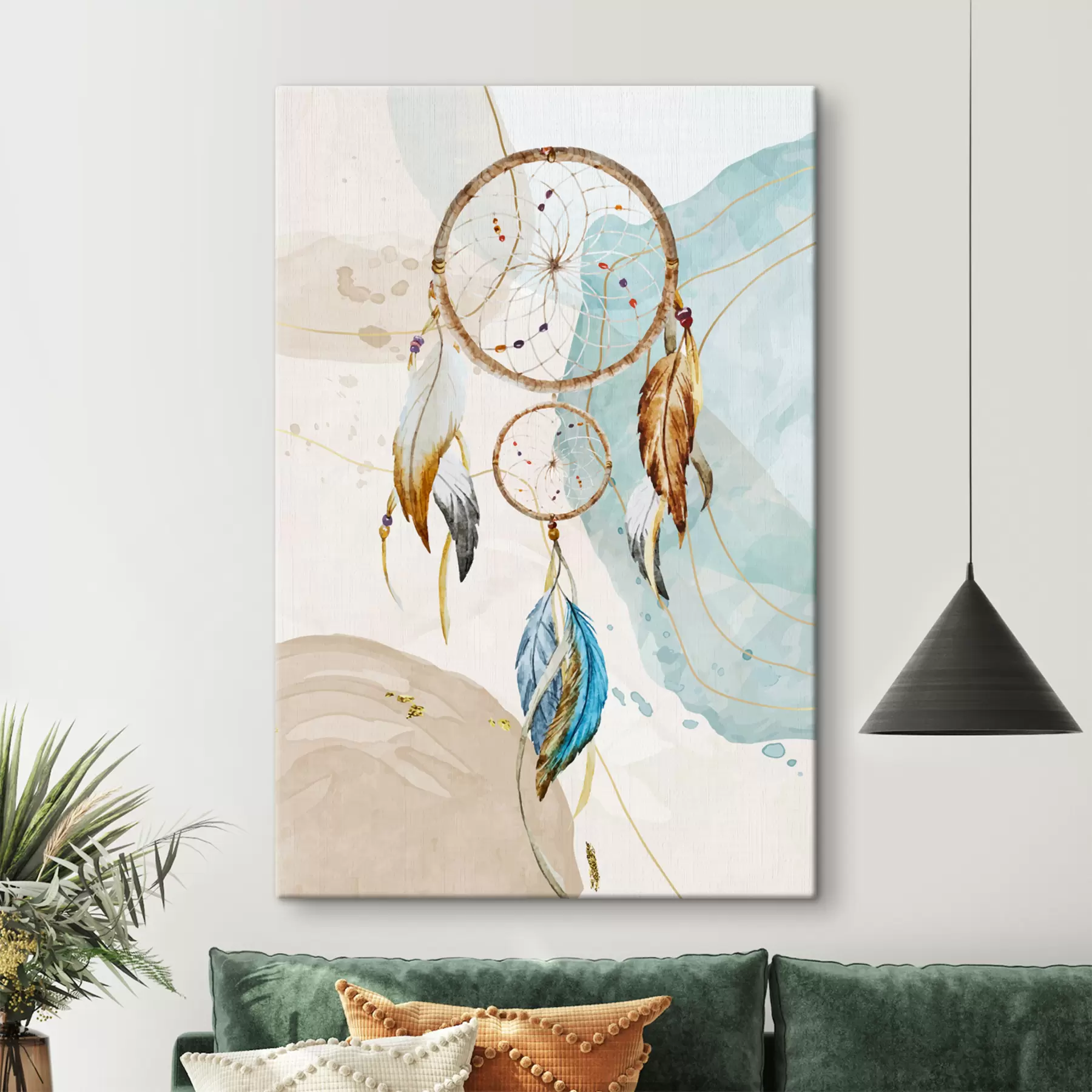 murales acuarela, atrapasueños, plumas, pasteles s38330