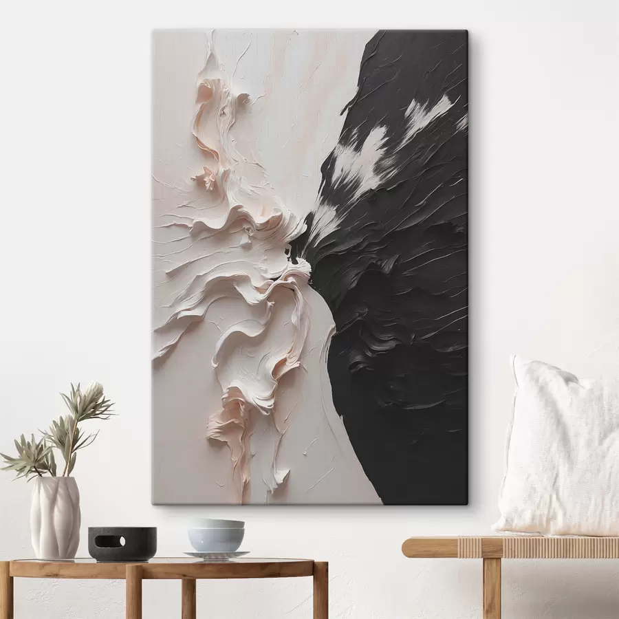 wall murals Abstract oil painting in white and black colours s38300