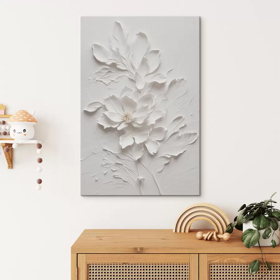 wall murals White flower on white background in oil s38305