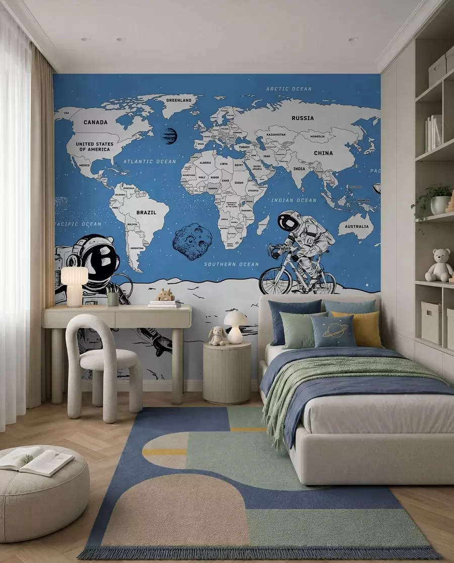 peintures murales Atlas spatial en anglais w00473v1