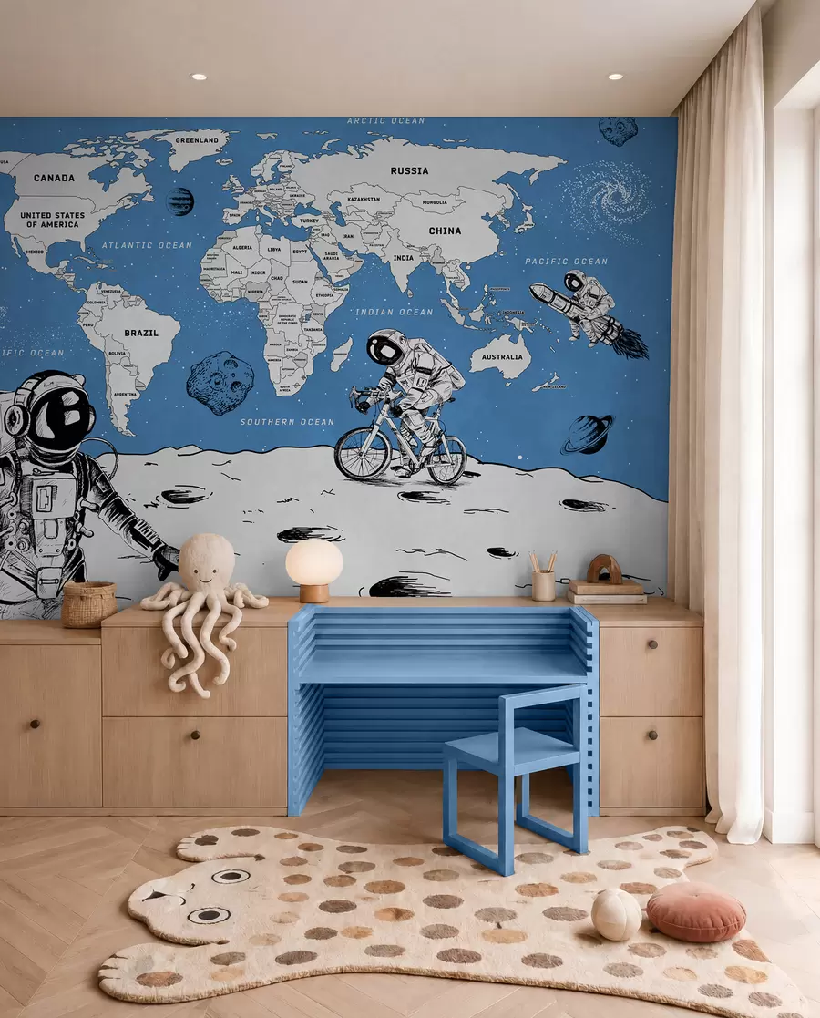 peintures murales Atlas spatial en anglais w00473v1