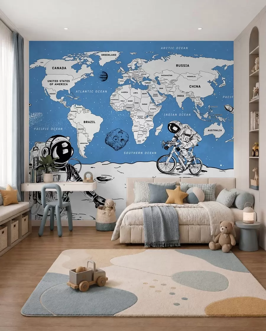 wall murals World map of countries in space style w00473v1