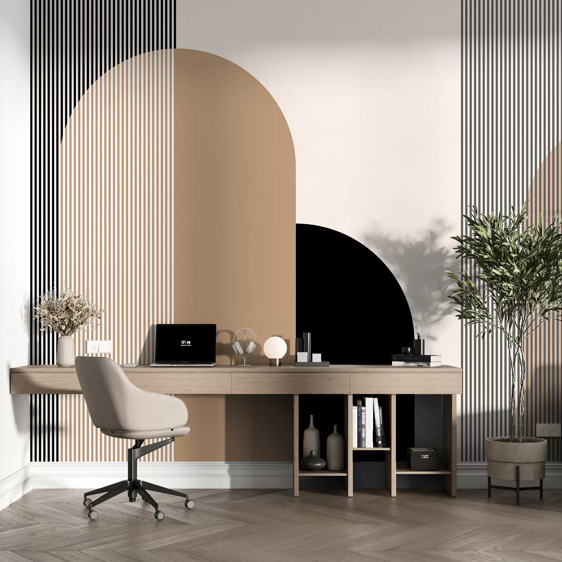 peintures murales Abstraction avec des lignes w00631