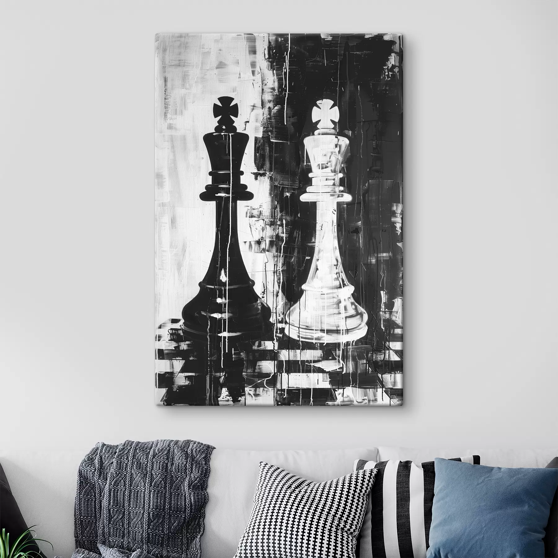 murales Pieza de ajedrez en color blanco y negro s38642