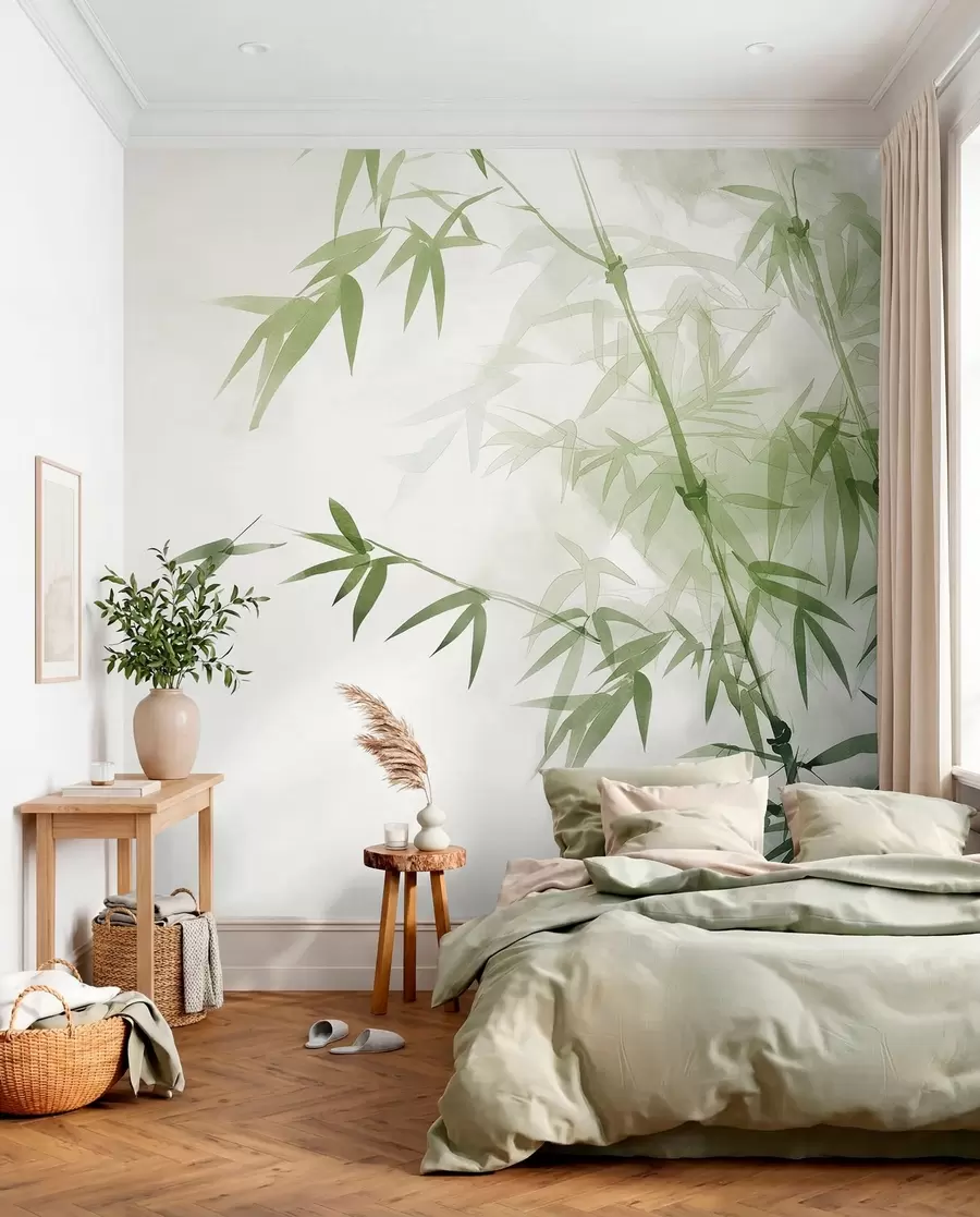 wall murals Branches with leaves watercolor w00687