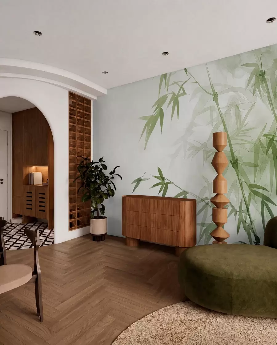Wall Mural Photo Wallpaper Branches with leaves watercolor w00687