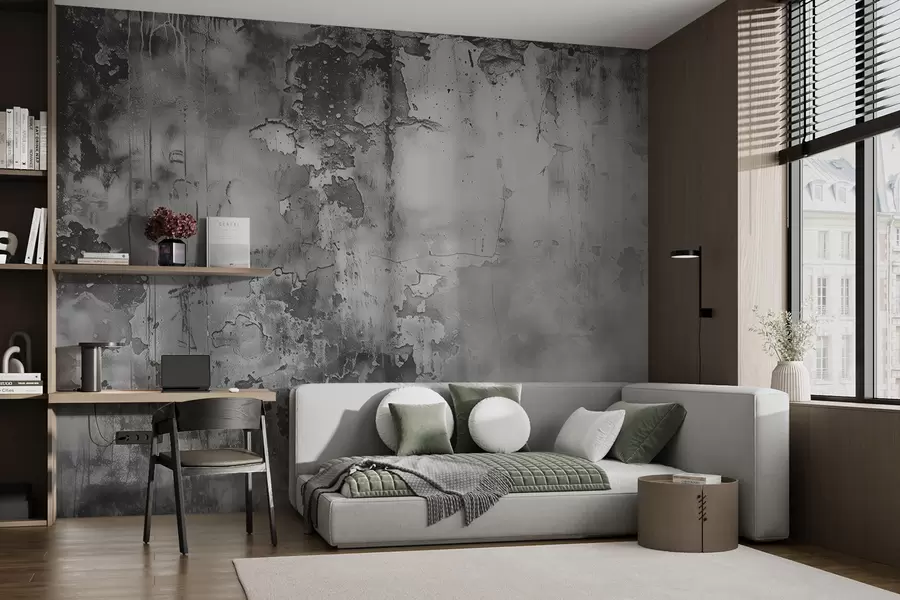 Wall Mural Photo Wallpaper Gray shabby wall and smoke w00766