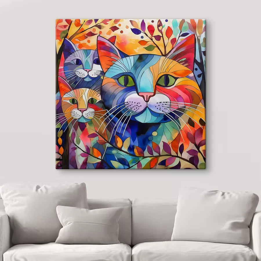 wall murals Multicolored abstraction with cats s38814