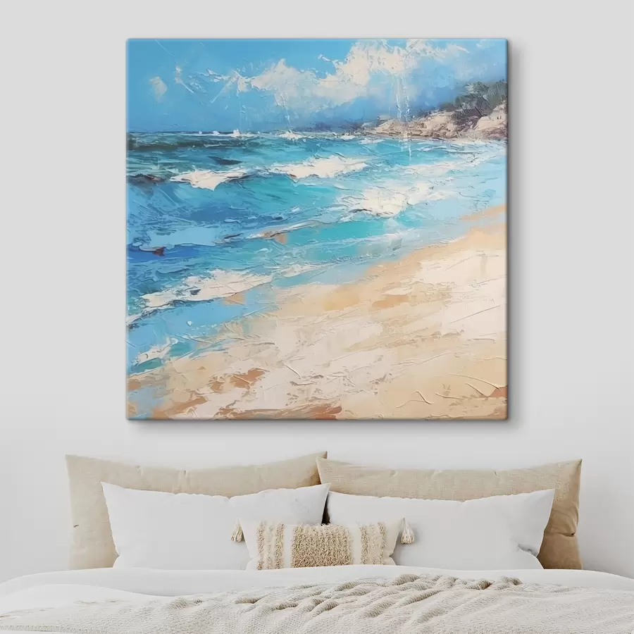 wall murals Sea, waves, beach, sand, oil painting, abstraction, landscape, landscape s38910