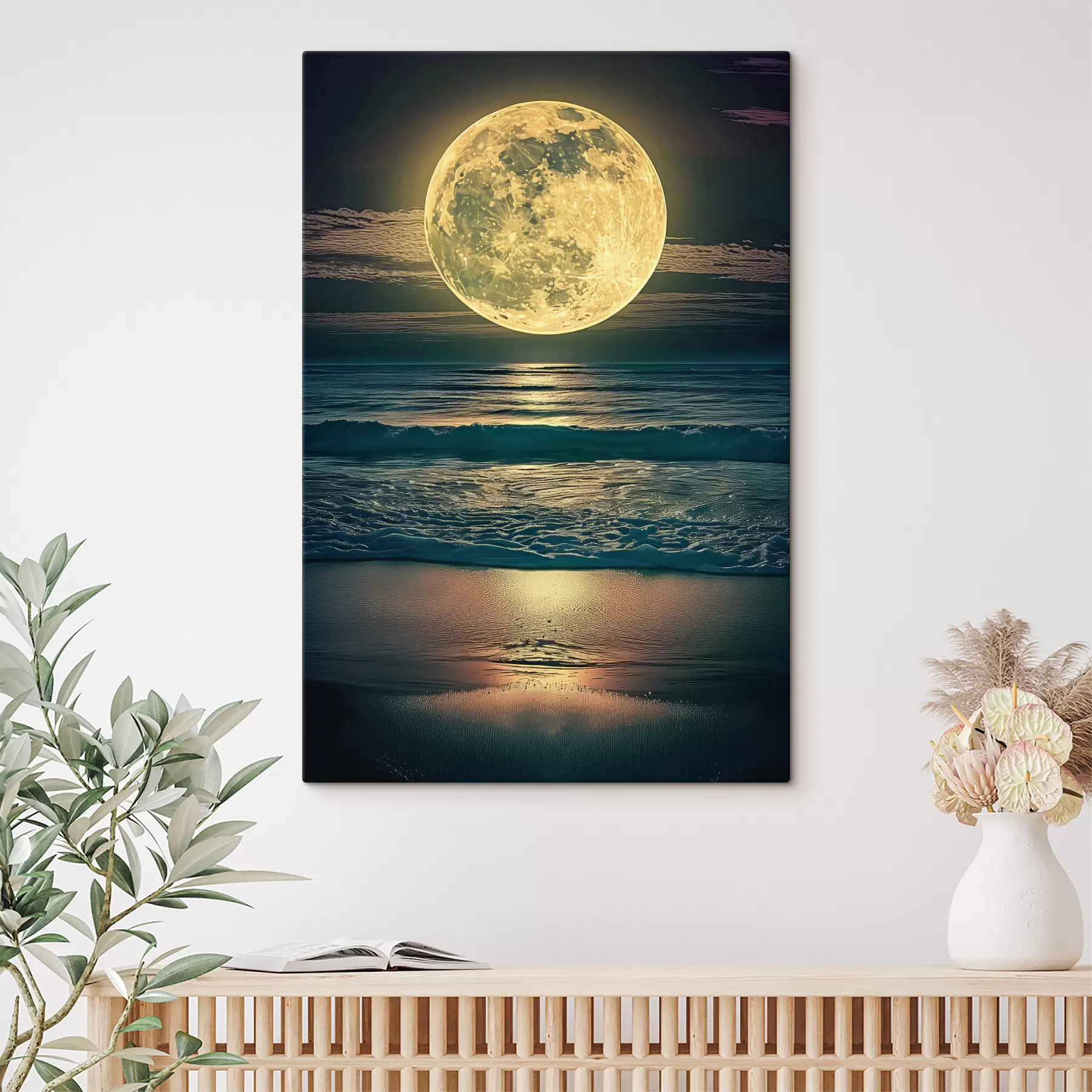 wall murals Big moon over the ocean s38865